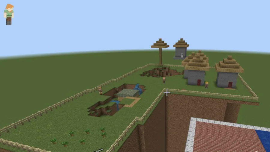 マイクラの授業でつくる村と農場の作品例